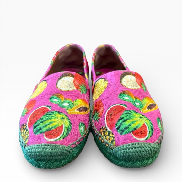 Dolce & Gabbana Pink Vibrant Colorful Tropical Fruit Espadrilles EU 38 US 8 - Picture 6 of 14